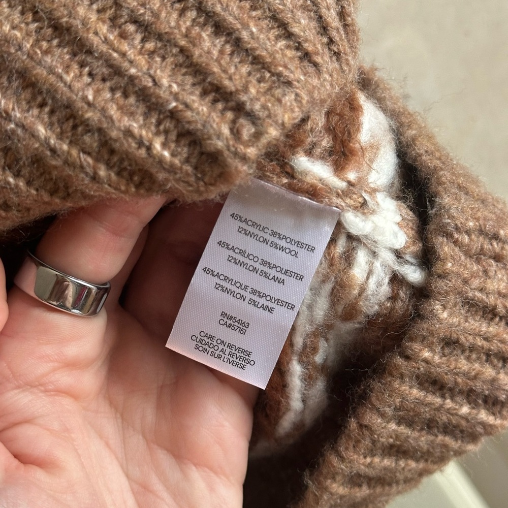 NWT Calvin Klein Brown, Tan and White Patterned Sweater - Picture 6 of 7